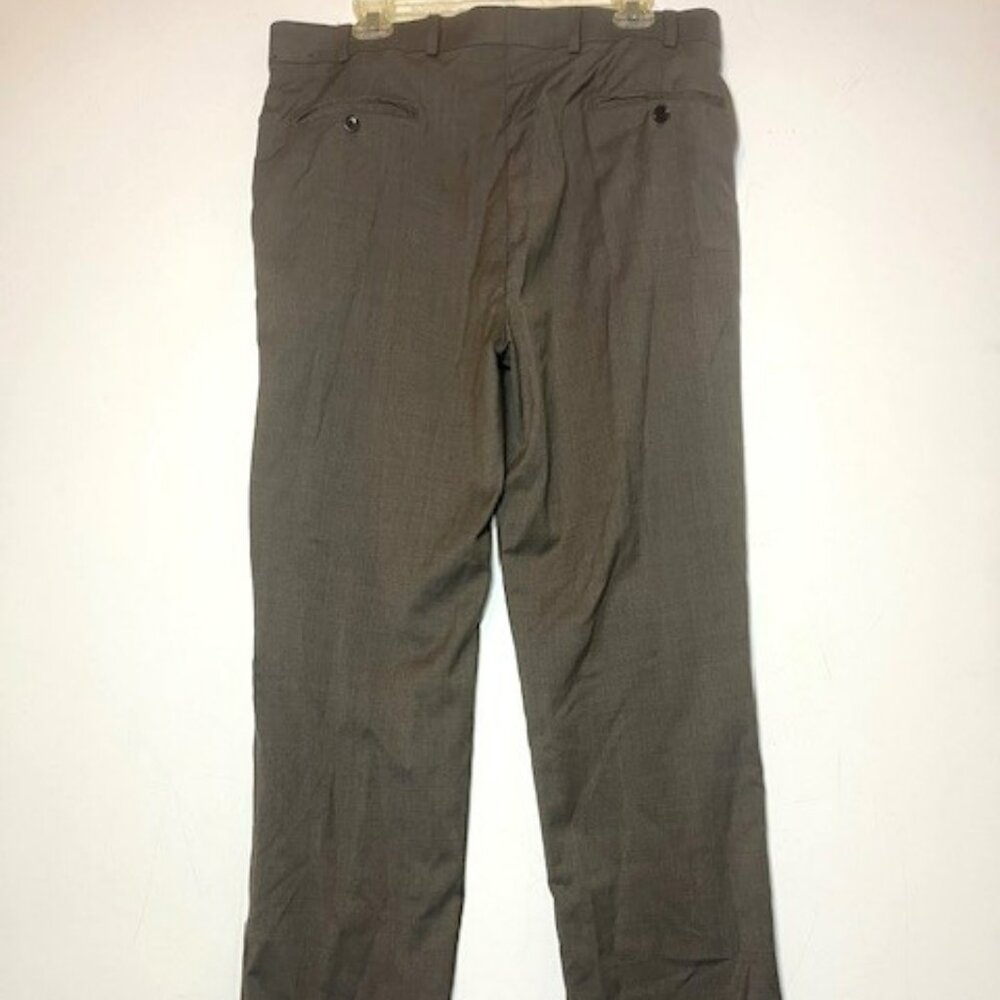 Brooks Brothers BrooksFlex Madison Fit Wool Brown Flat Front Pants W37 L32
